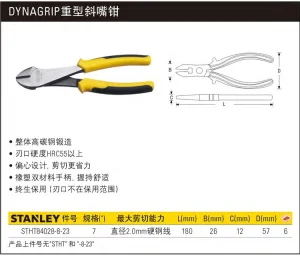 DYNAGRIP重型斜嘴钳7";STHT84028-8-23