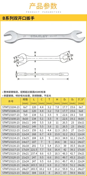 B系列双开口扳手6x7mm;STMT23104-23