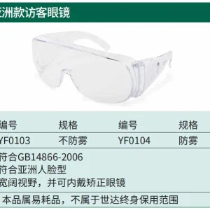 (PPE渠道)亚洲款访客眼镜(不防雾) ; YF0103