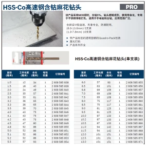 专业级含钴麻花钻头 5,0mm(单支装);2608585851