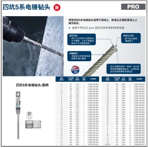 专业级四坑5系电锤钻头 20x250x300;2608706951