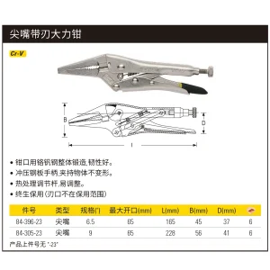 尖嘴带刃大力钳9";84-305-23