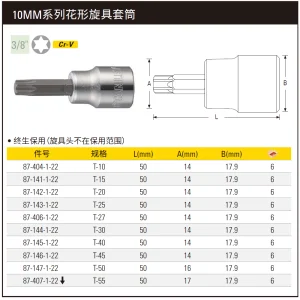 10MM系列花形旋具套筒T15;87-141-1-22