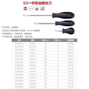 防滑柄一字螺丝批6x125mmS2(灰)(把);DL6461251