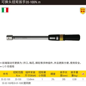 可换头扭矩扳手20-100N.m;SE-02-100