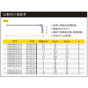 公制内六角扳手0.9mm;STMT94555-8-23