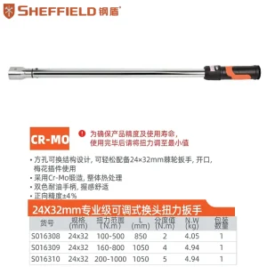24X32mm系列专业级可调式换头扭力扳手160–800N.m;S016309