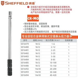 9×12 专业级铝合金预制式定值换头扭力扳手 10-100N.m;S016485