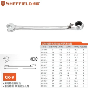 公制精抛光双向棘开两用快扳32mm;S018832