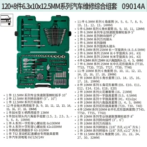 120+8件6.3x10x12.5MM系列汽车维修综合组套 ; 09014A