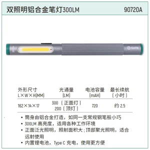 双照明铝合金笔灯300LM ; 90720A