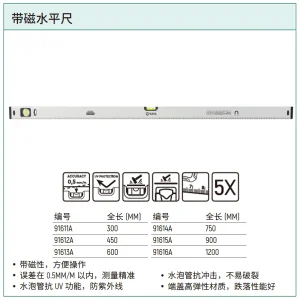 带磁水平尺1200MM/48″ ; 91616A