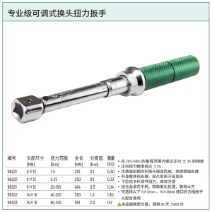 专业级可调式换头扭力扳手1-5N·m ; 96221