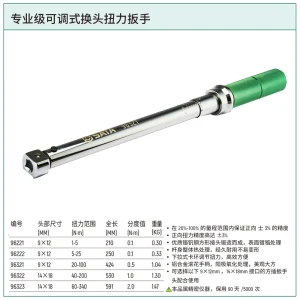 专业级可调式换头扭力扳手20-100N·m ; 96321