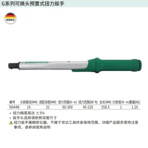 G系列可换头预置式扭力扳手60-300N·m ; 96446