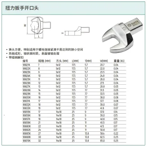扭力扳手开口头9x12x10MM ; 96624K