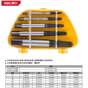 螺丝取出器套装5件套1#-5#(黄)(盒);DL0025