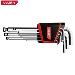 工业级加长球头内六角9件套镜面镀铬(红)(套);DL3088G