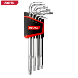 工业级加长中孔花型内六角9件套镜面镀铬(红)(套);DL3091G