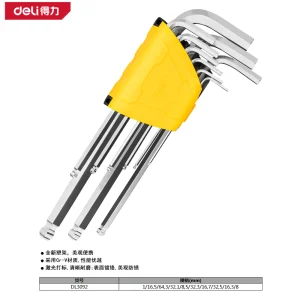 英制加长球头内六角组套9件套(黄)(套);DL3092