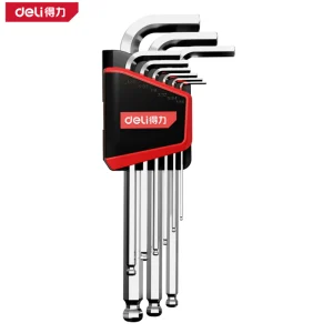 工业级英制加长球头内六角9件套镜面镀铬(红)(套);DL3092G