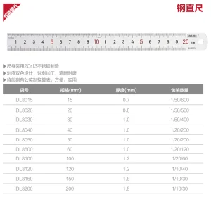 钢直尺1200mm(银)(把);DL8120