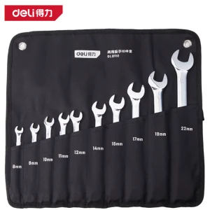 镜面两用扳手套装10件套布包铬钒钢(银)(套);DL0110
