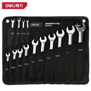 英制镜面两用扳手套装14件套布包铬钒钢(银)(套);DL0114A