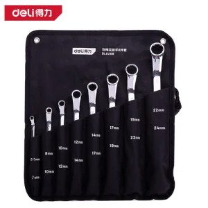 镜面双梅花扳手套装8件套布包铬钒钢(银)(套);DL0208