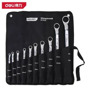 镜面双梅花扳手套装10件套布包铬钒钢(银)(套);DL0210