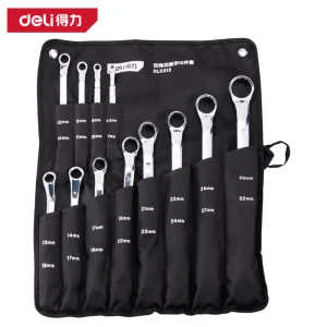 镜面双梅花扳手套装12件套布包铬钒钢(银)(套);DL0212