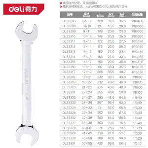 镜面双开口扳手19x22mm铬钒钢(银)(把);DL33319