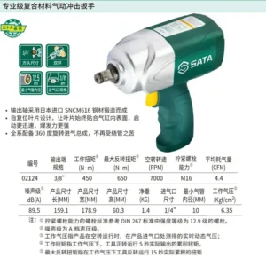 [02124] 3/8"专业级复合材料气动冲击扳手