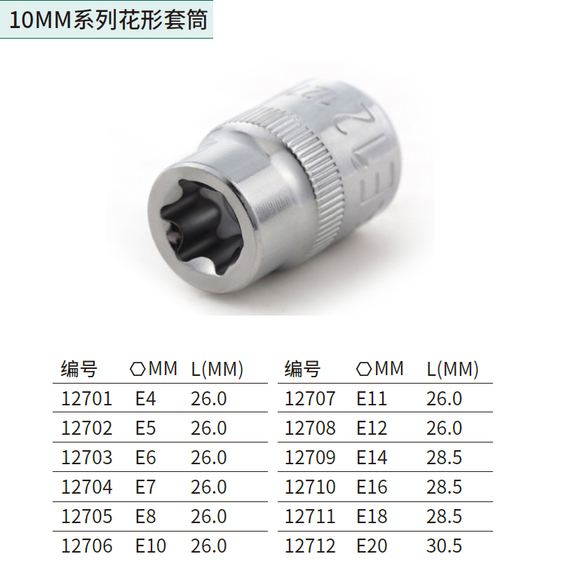 [12702] 10MM系列花形套筒E5