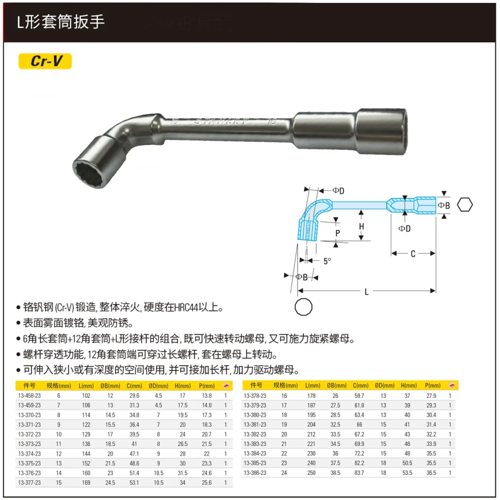 [13-381-23] L形套筒扳手19mm