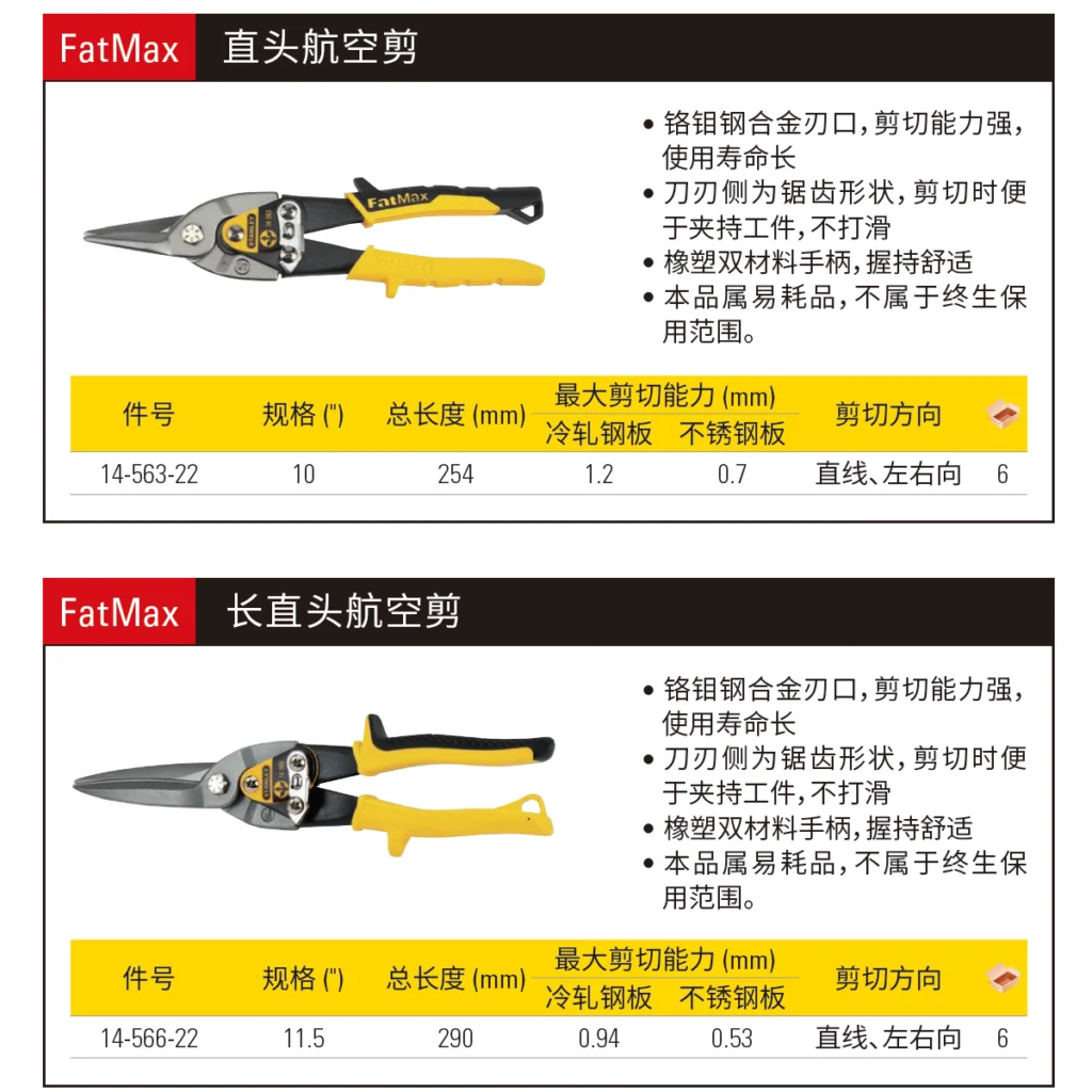 [14-566-22] 长直头航空剪11.5″
