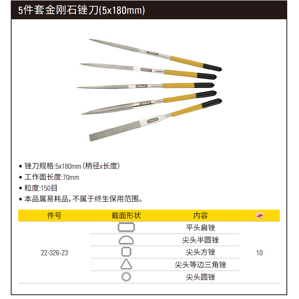 [22-326-23] 5件套金刚石整形锉5x180mm