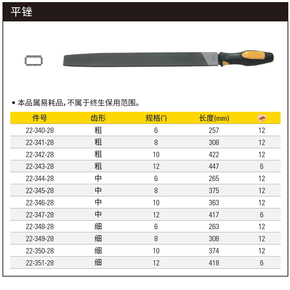 [22-346-28] 中齿平锉10″