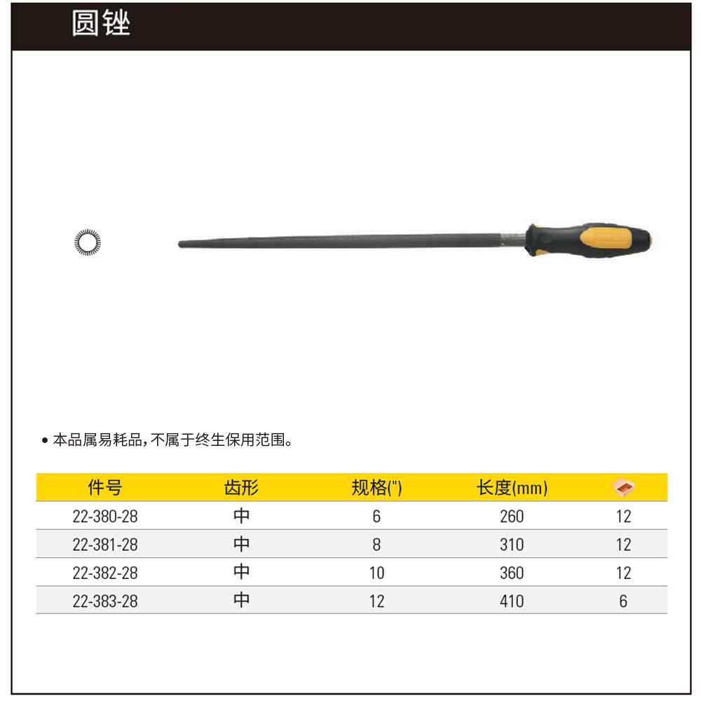 [22-380-28] 中齿圆锉6″