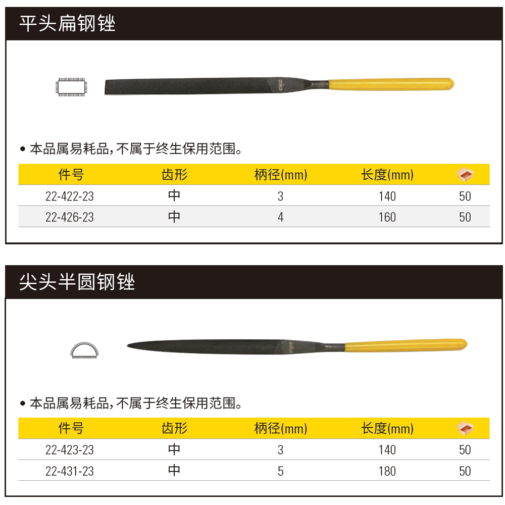 [22-431-23] 尖头半圆钢锉5x180mm