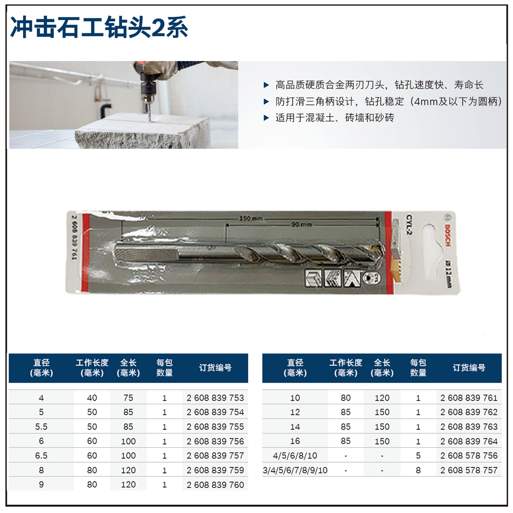 [2608839762] 专业混凝土冲击钻头12×150