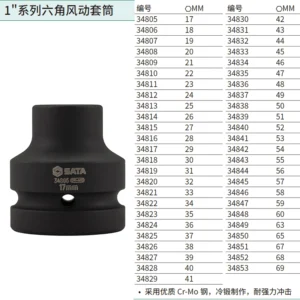 [34831] 1"系列六角风动套筒43MM