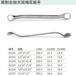 [42104] 英制全抛光双梅花扳手11/16"x3/4"