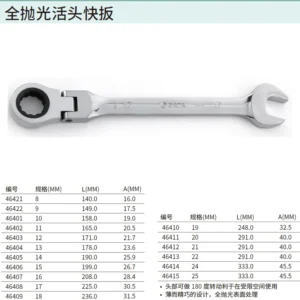 [46422] 全抛光活头快扳9MM
