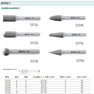 [53726] 圆柱形球头双齿硬质合金旋转锉C1020X06