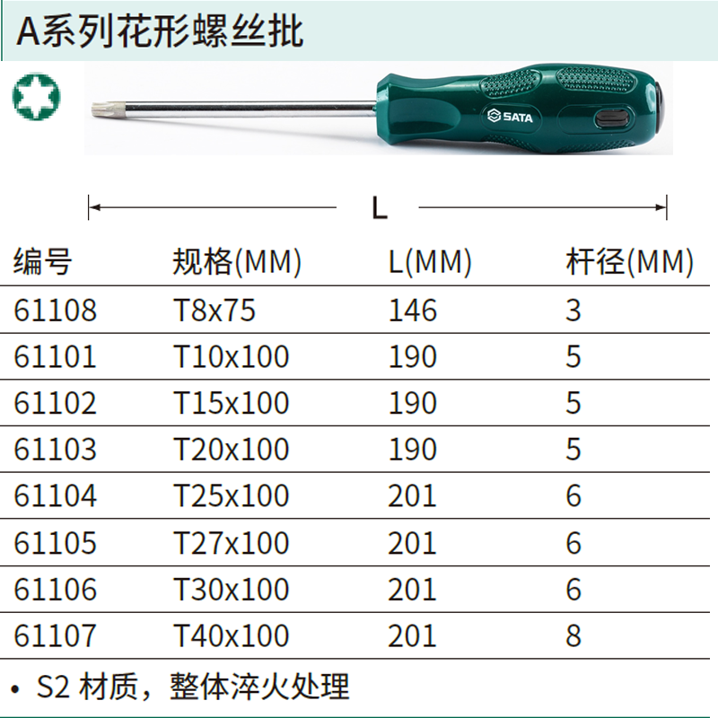 [61102] A系列花形螺丝批T15x100MM