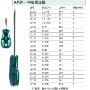 [62214] A系列一字形螺丝批6x200MM