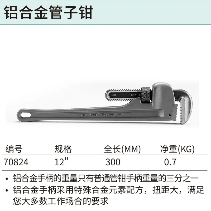 [70824] 铝合金管子钳12″