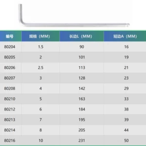 [80216] G系列特长球头内六角扳手10MM