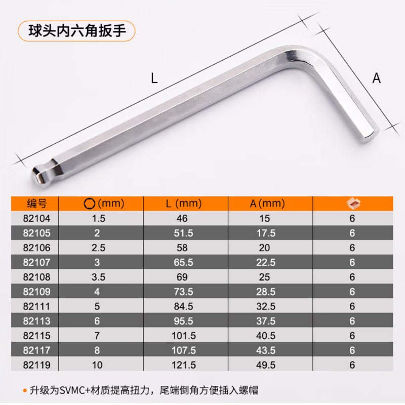 [82108] 球头内六角扳手3.5MM